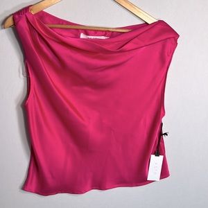 ASTR Barbie Pink Boat Neck Drape Blouse size XS NWT